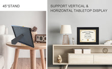 Load image into Gallery viewer, CREKERT Diploma Frame 11x14 Picture Frame Solid Wood Shatter-Resistant Glass for Documents Certificate Blackgold Frame 8.5x11 with Mat (Black Mat, 1 Pack)
