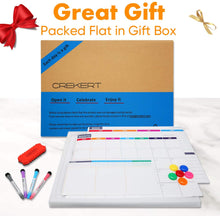 Load image into Gallery viewer, 3 in 1 CREKERT 17"x12" Monthly Magnetic Calendar Whiteboard for Fridge Weekly Family Planning Dry Erase Whiteboard 12"x5.8" Habit Tracker Calendar Set with 6 Magnets 4 Markers 1 Eraser (Gift Box)