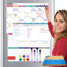 Load image into Gallery viewer, 3 in 1 CREKERT 17"x12" Monthly Magnetic Calendar Whiteboard for Fridge Weekly Family Planning Dry Erase Whiteboard 12"x5.8" Habit Tracker Calendar Set with 6 Magnets 4 Markers 1 Eraser (Gift Box)