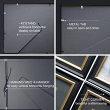 Load image into Gallery viewer, CREKERT Diploma Frame 11x14 Picture Frame Solid Wood Shatter-Resistant Glass for Documents Certificate Blackgold Frame 8.5x11 with Mat (Black Mat, 1 Pack)