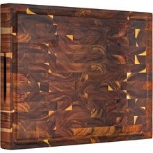 Load image into Gallery viewer, AZRHOM Acacia End Grain Cutting Board 17x13 Reversible Wood Butcher Block, Large Thick Chopping Board For Kitchen With Juice Groove & Handles (Gift Box)