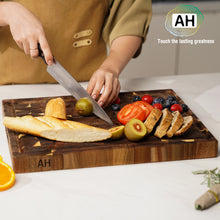 Load image into Gallery viewer, AZRHOM Acacia End Grain Cutting Board 17x13 Reversible Wood Butcher Block, Large Thick Chopping Board For Kitchen With Juice Groove & Handles (Gift Box)