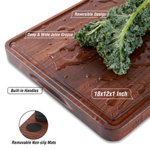 Load image into Gallery viewer, AZRHOM Large Walnut Wood Cutting Board for Kitchen 18x12 Cheese Charcuterie Board (Free Gift Box) Extra Thick Reversible Butcher Block Chopping Board Handles and Juice Groove
