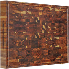 Load image into Gallery viewer, AZRHOM Extra Large Thick Acacia Wood End Grain Cutting Board 24x18x2 In, Wooden Butcher Block, Chopping Board For Kitchen with Juice Groove Handles Non-Slip Pats (Gift Box)