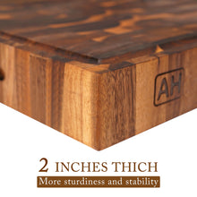 Load image into Gallery viewer, AZRHOM Extra Large Thick Walnut Wood End Grain Cutting Board 20x15x2 In, Wooden Butcher Block, Chopping Board For Kitchen with Juice Groove Handles Non-Slip Pats (Gift Box)