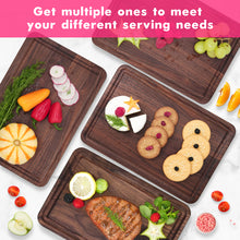 Load image into Gallery viewer, AZRHOM Small Walnut Wood Cutting Board for Kitchen Cheese Charcuterie Board (Gift Box) Multipurpose Reversible Butcher Block with Non-slip Mats, Handles and Juice Groove 12x8