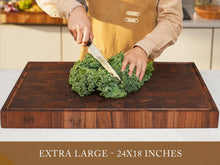 Load image into Gallery viewer, AZRHOM Extra Large Thick Walnut Wood End Grain Cutting Board 24x18x2 In, Wooden Butcher Block, Chopping Board For Kitchen with Juice Groove Handles Non-Slip Pats (Gift Box)