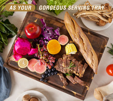 Load image into Gallery viewer, AZRHOM Acacia End Grain Cutting Board 17x13 Reversible Wood Butcher Block, Large Thick Chopping Board For Kitchen With Juice Groove & Handles (Gift Box)