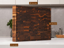 Load image into Gallery viewer, AZRHOM Extra Large Thick Walnut Wood End Grain Cutting Board 20x15x2 In, Wooden Butcher Block, Chopping Board For Kitchen with Juice Groove Handles Non-Slip Pats (Gift Box)
