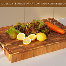 Load image into Gallery viewer, AZRHOM Extra Large Thick Acacia Wood End Grain Cutting Board 20x15x2 In, Wooden Butcher Block, Chopping Board For Kitchen with Juice Groove Handles Non-Slip Pats (Gift Box)