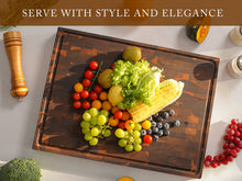 Load image into Gallery viewer, AZRHOM Extra Large Thick Walnut Wood End Grain Cutting Board 20x15x2 In, Wooden Butcher Block, Chopping Board For Kitchen with Juice Groove Handles Non-Slip Pats (Gift Box)