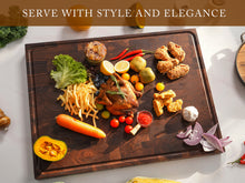 Load image into Gallery viewer, AZRHOM Extra Large Thick Walnut Wood End Grain Cutting Board 24x18x2 In, Wooden Butcher Block, Chopping Board For Kitchen with Juice Groove Handles Non-Slip Pats (Gift Box)