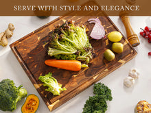 Load image into Gallery viewer, AZRHOM Extra Large Thick Acacia Wood End Grain Cutting Board 20x15x2 In, Wooden Butcher Block, Chopping Board For Kitchen with Juice Groove Handles Non-Slip Pats (Gift Box)