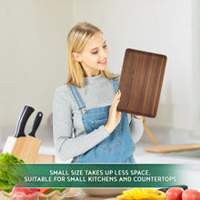 Load image into Gallery viewer, AZRHOM Small Walnut Wood Cutting Board for Kitchen Cheese Charcuterie Board (Gift Box) Multipurpose Reversible Butcher Block with Non-slip Mats, Handles and Juice Groove 12x8