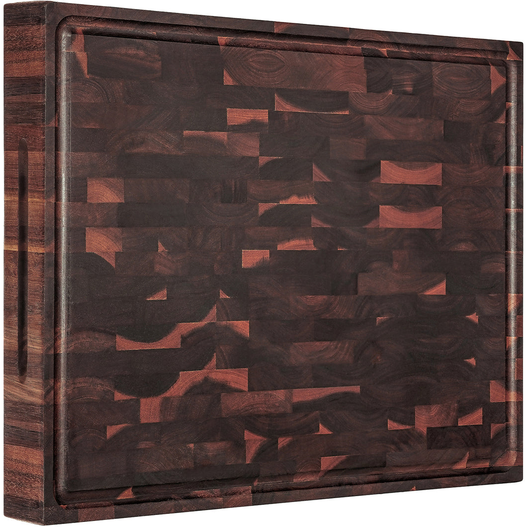 AZRHOM Extra Large Thick Walnut Wood End Grain Cutting Board 20x15x2 In, Wooden Butcher Block, Chopping Board For Kitchen with Juice Groove Handles Non-Slip Pats (Gift Box)