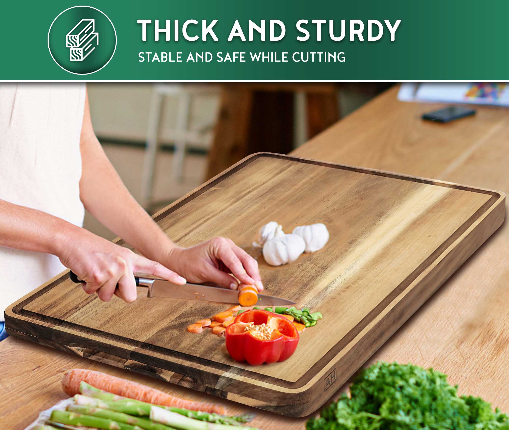 Large Acacia Wood Cutting Boards for Kitchen, 24 x 18 Inch Extra Large  Wooden Cutting Board with Juice Groove, Reversible Butcher Block Cutting  Board