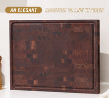 Load image into Gallery viewer, AZRHOM Walnut End Grain Cutting Board 17x13 Reversible Wood Butcher Block, Large Thick Chopping Board For Kitchen With Juice Groove &amp; Handles (Gift Box)

