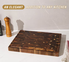 Load image into Gallery viewer, AZRHOM Acacia End Grain Cutting Board 17x13 Reversible Wood Butcher Block, Large Thick Chopping Board For Kitchen With Juice Groove &amp; Handles (Gift Box)
