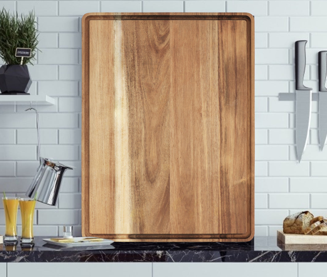 Large Organic Acacia Cutting Board with Copper Metal Handle | Kitchen  Chopping Board | Butcher Block for Meat, Cheese, Bread Vegetables | Serving  Tray