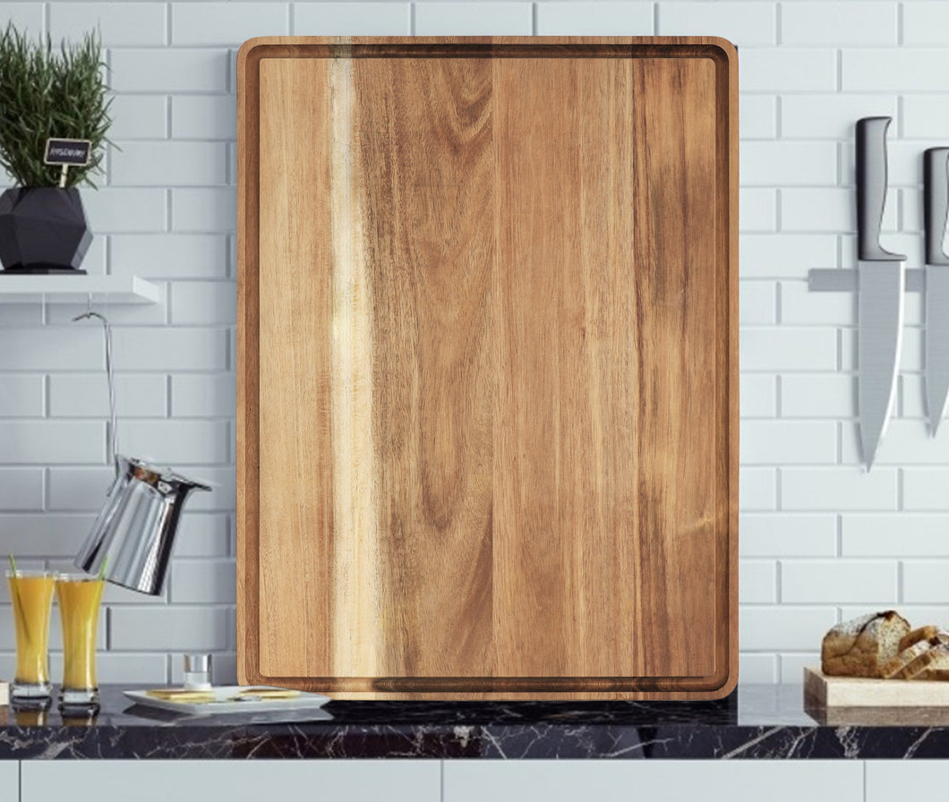 AZRHOM Extra Large Acacia Wood Cutting Board For Kitchen With Juice Groove 18x24, Wooden Chopping Board Butcher Block Cheese Charcuterie Board Serving Tray (Gift Box Included)
