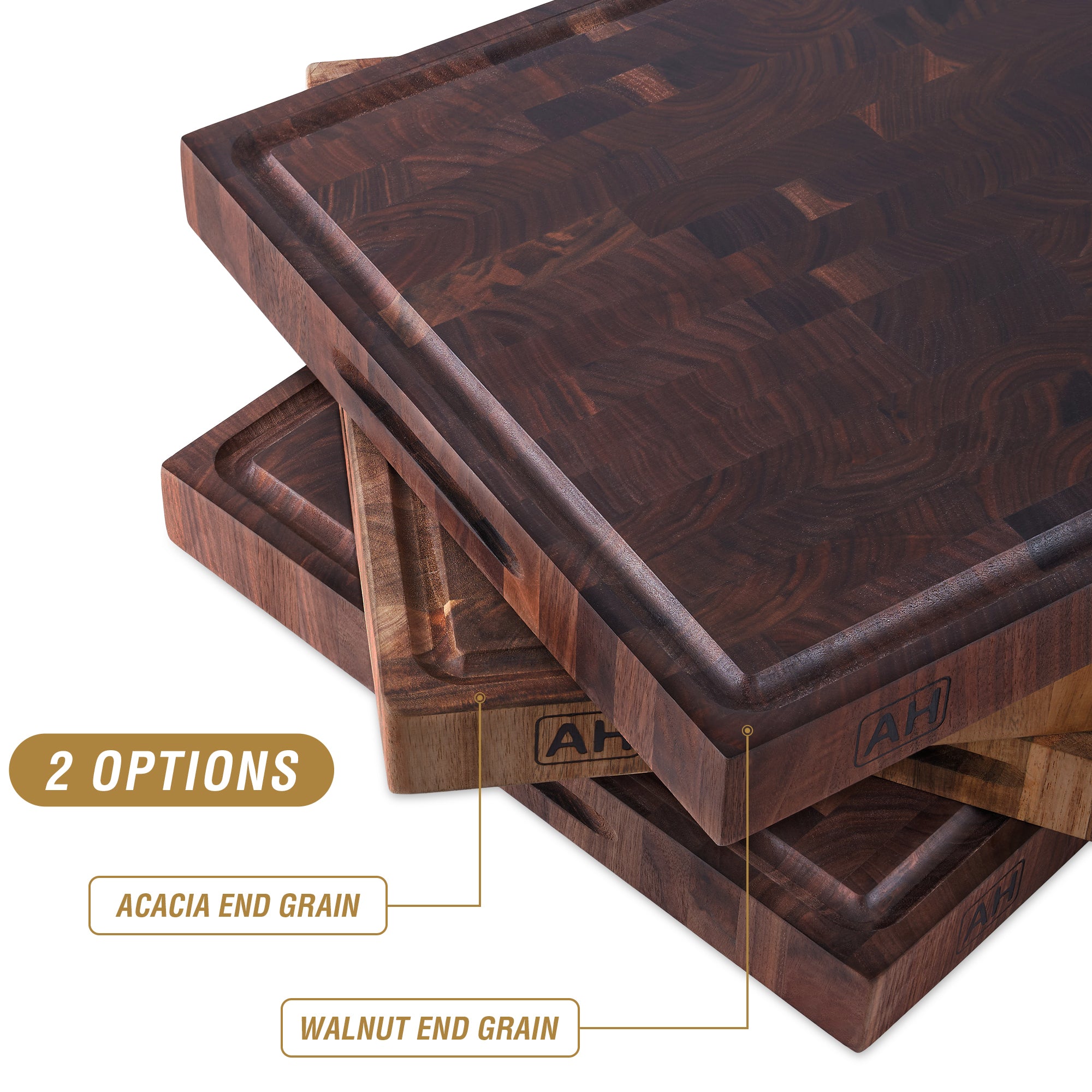 Rich Grained 3/4 Walnut Wood Cutting Board Set