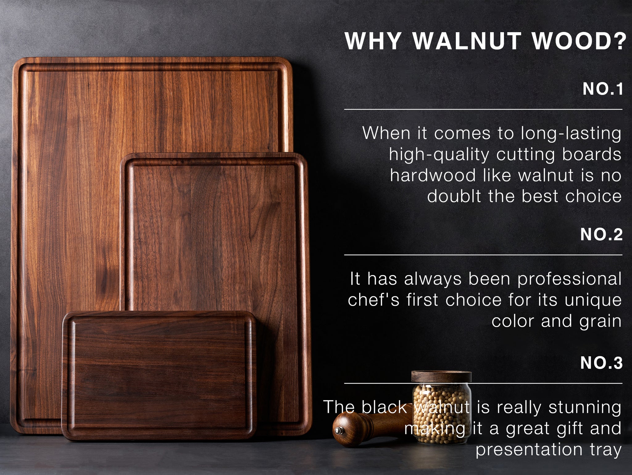 AZRHOM Extra Large Walnut Wood Cutting Board for Kitchen 24x18