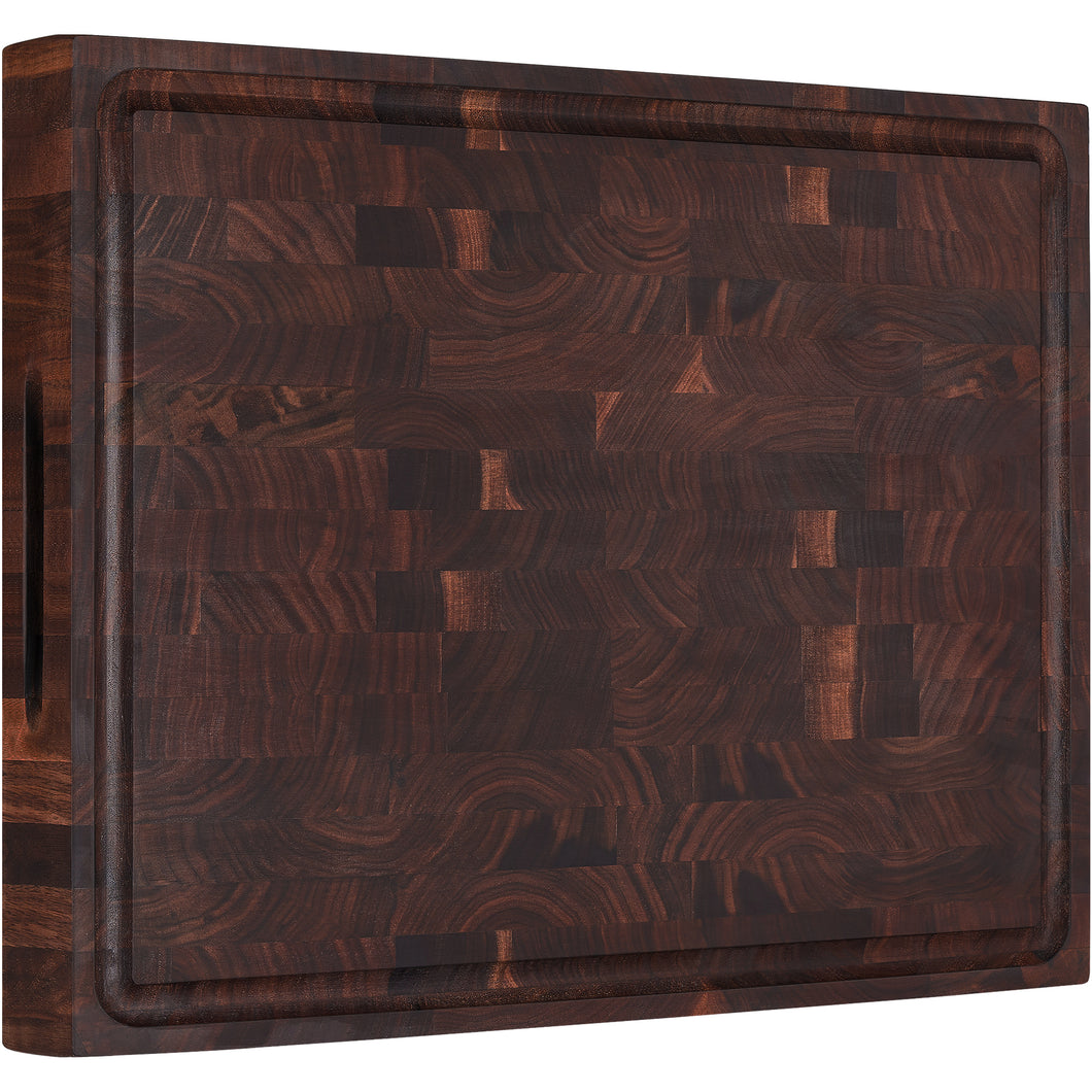 AZRHOM Walnut End Grain Cutting Board 17x13 Reversible Wood Butcher Block, Large Thick Chopping Board For Kitchen With Juice Groove & Handles (Gift Box)